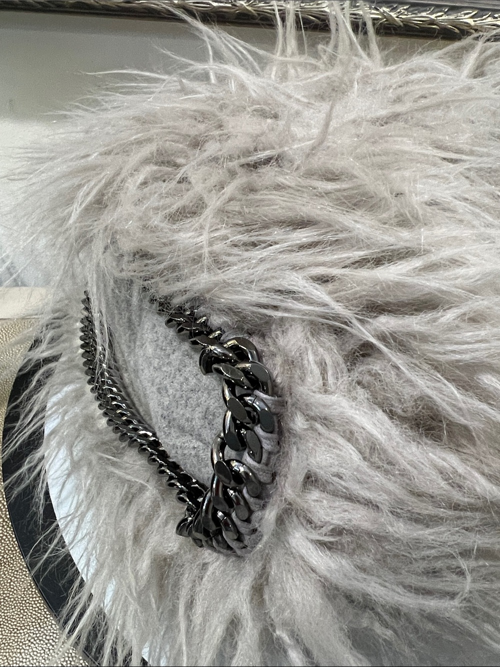 Stella McCartney Falabella Gray Faux Fur Shoulder Bag - Picture 10 of 14